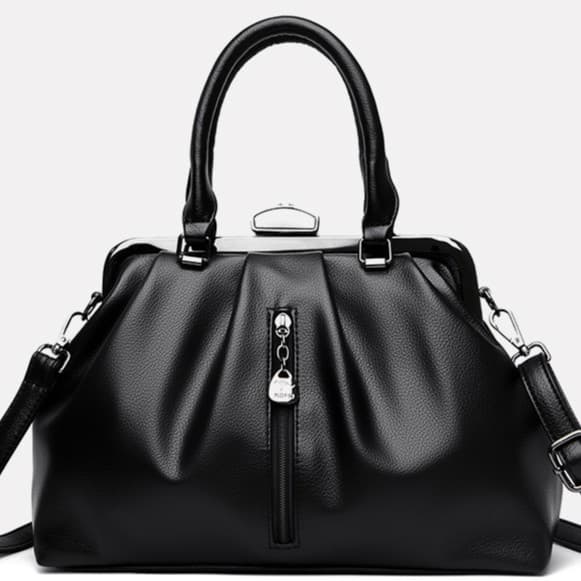黒バッグ 上品ながま口デザイン二way仕様鞄