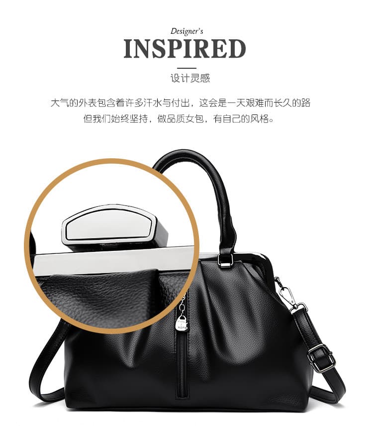 黒バッグ 上品ながま口デザイン二way仕様鞄