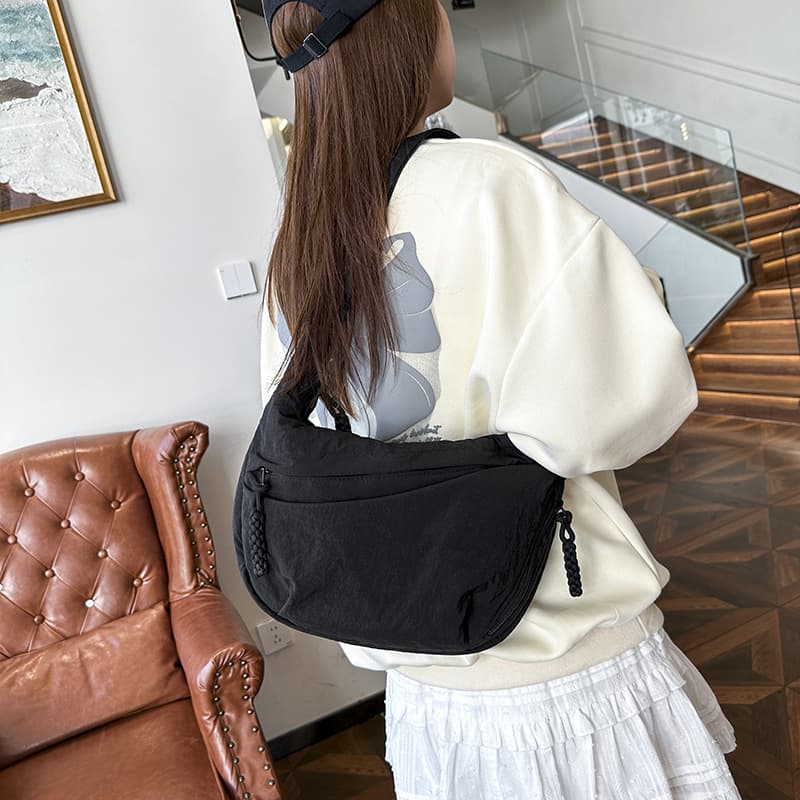 黒バッグ 多機能ポケット付きカジュアルウエストポーチ